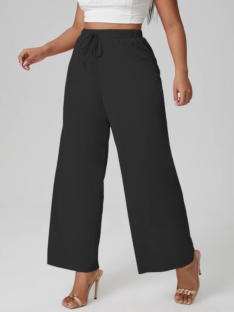 Pantalones con nudo unicolor - Negro - Añade 4