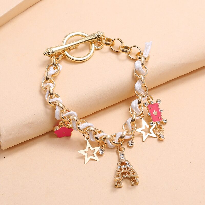 

Star & Flower Chain Bracelet, Gold