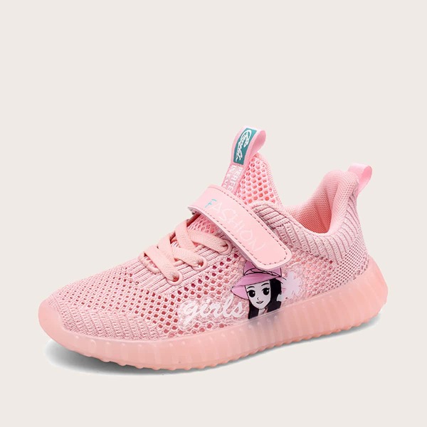 

Girls Figure Graphic Breathable Sneakers, Pink
