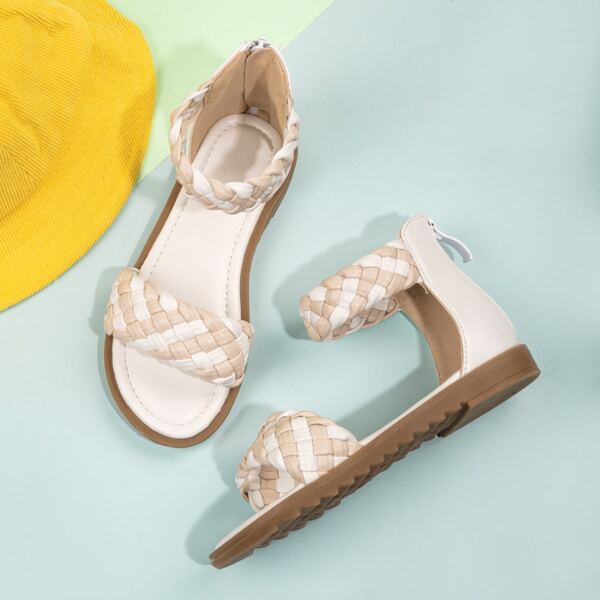 

Girls Braided Design Sandals, Apricot