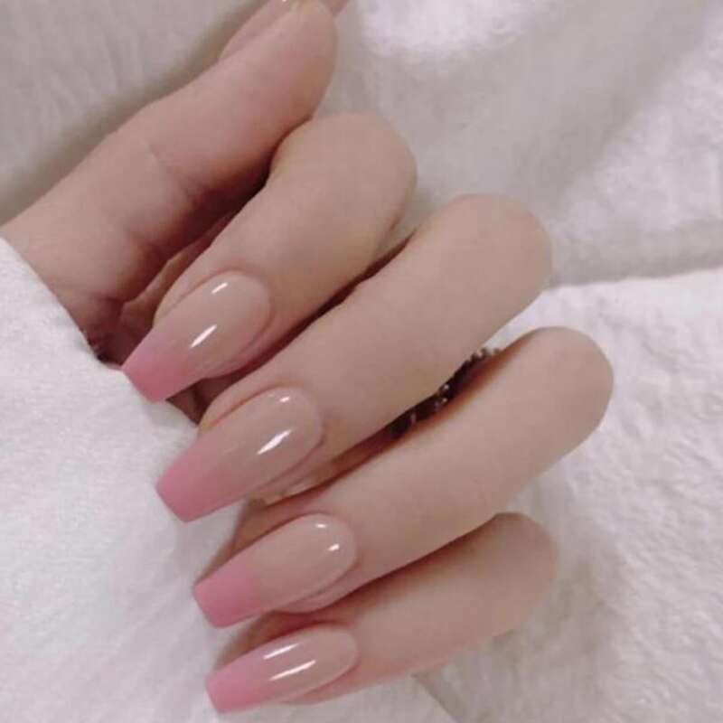 

24pcs Ombre Fake Nail, Baby pink