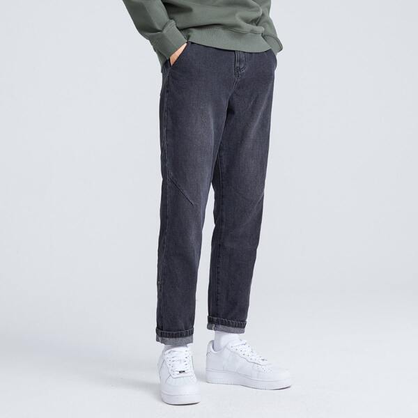 

Men Pocket Detail Jeans, Black