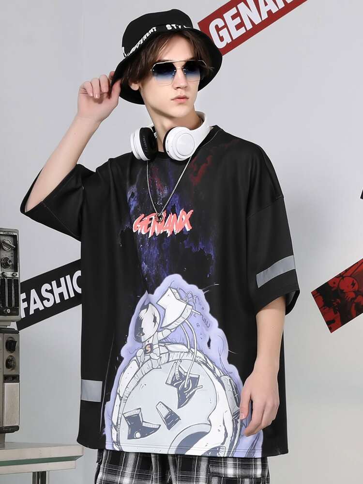 Tops de hombres Dibujos animados Calle - Negro - Añade 1