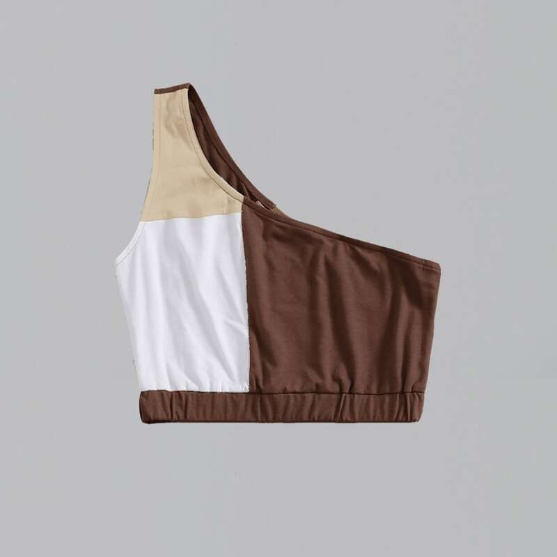 

Colorblock One Shoulder Crop Top, Multicolor