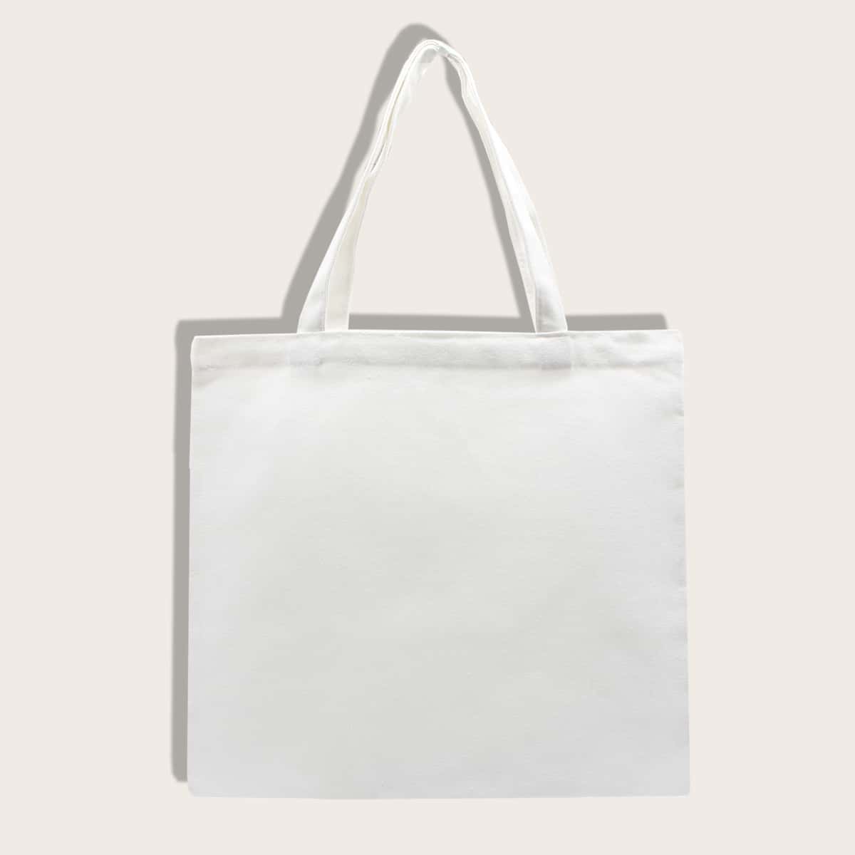 

Solid Canvas Tote Bag, White