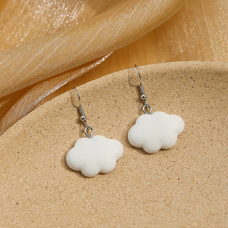 

Cloud Drop Earrings, White