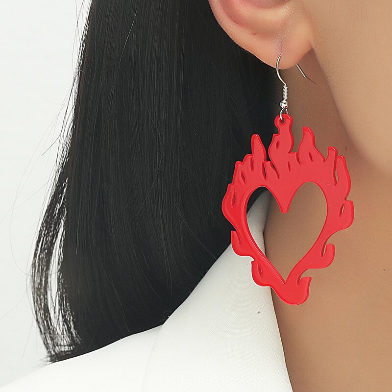 

Heart Drop Earrings, Red