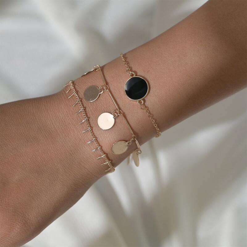 

3pcs Disc Decor Bracelet, Gold