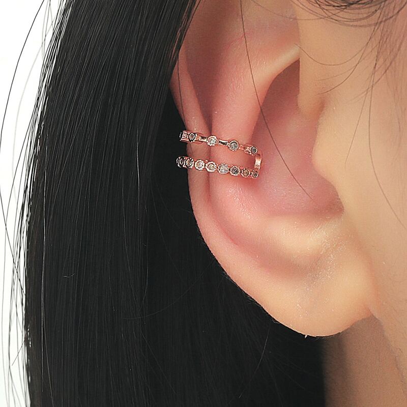 

1pc Rhinestone Ear Cuff, Rose gold