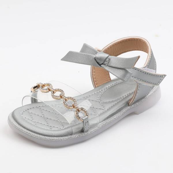 

Toddler Girls Clear Rhinestone & Bow Decor Sandals, Silver