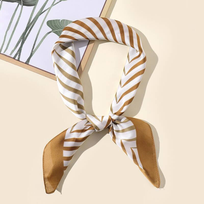 

Striped Pattern Scarf, Brown