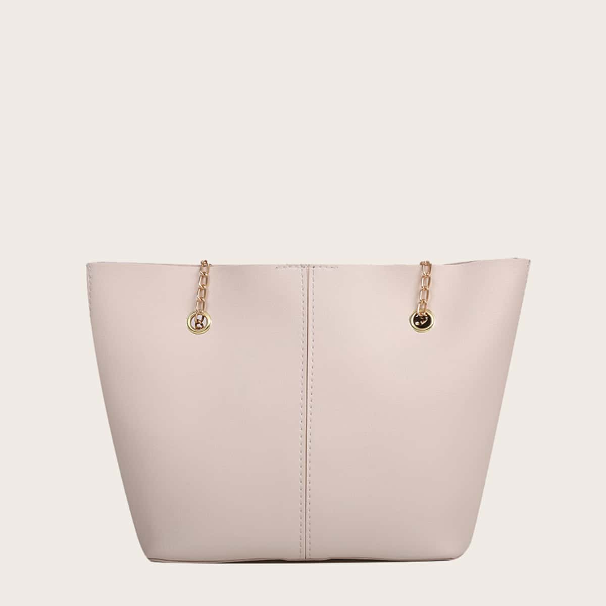 

Solid Chain Tote Bag, Beige