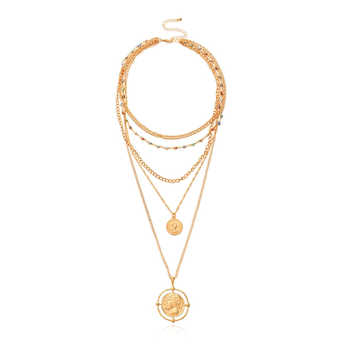 

Coin Layered Necklace, Gold