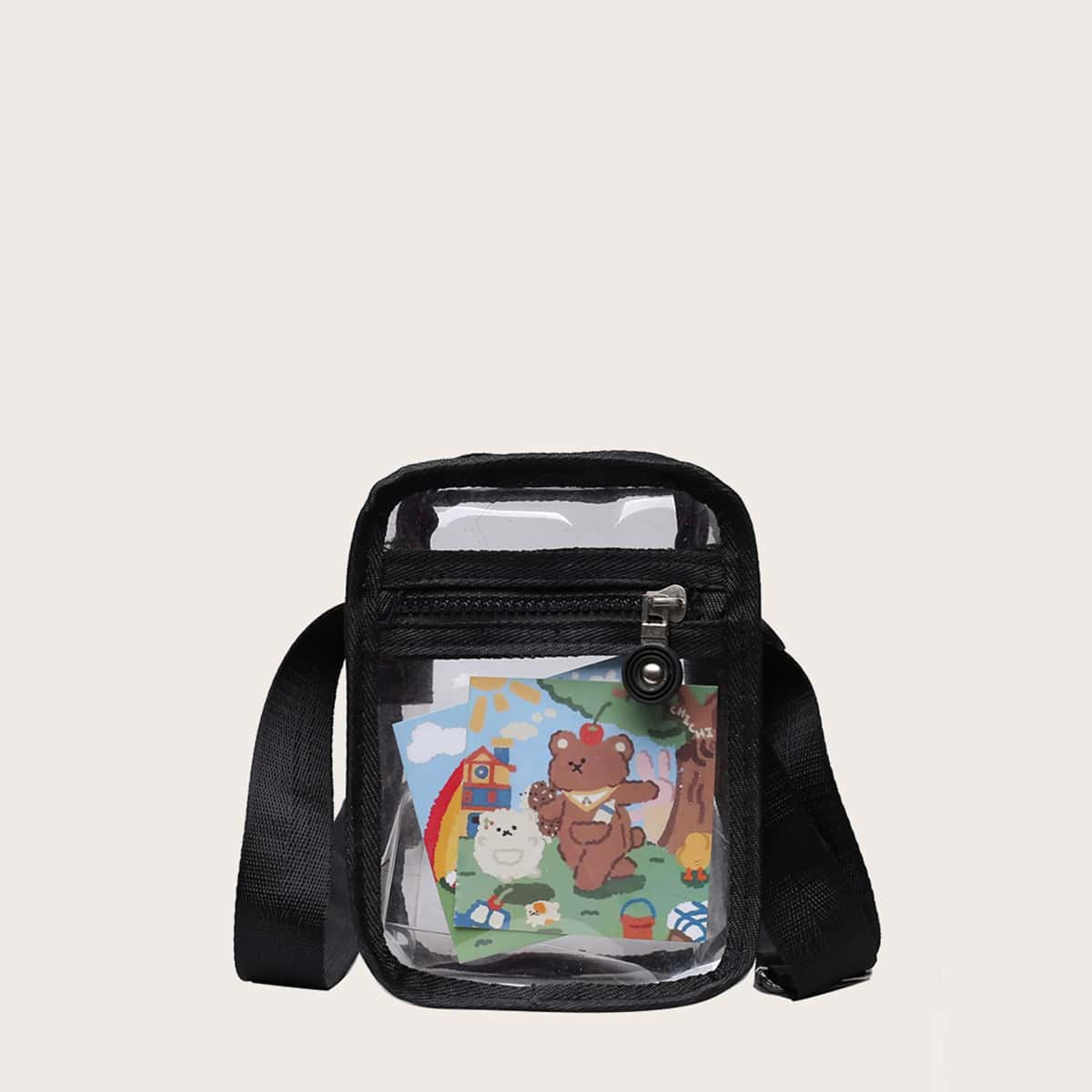 

Cartoon Clear Crossbody Bag, Multicolor