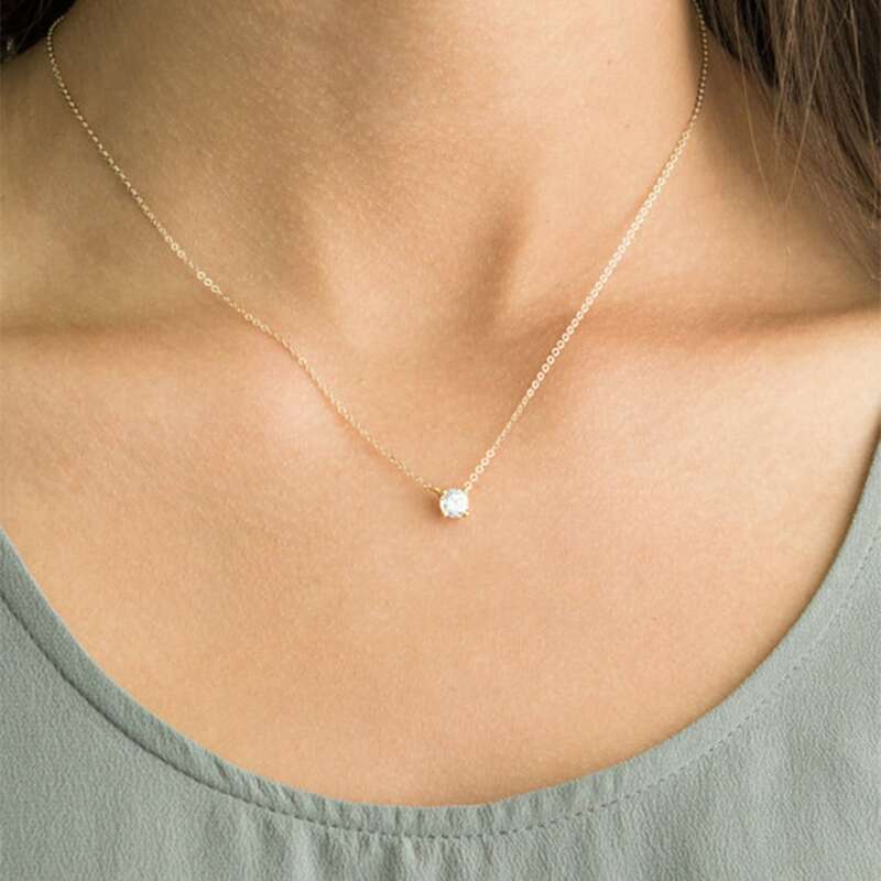 

Rhinestone Pendant Necklace, Gold