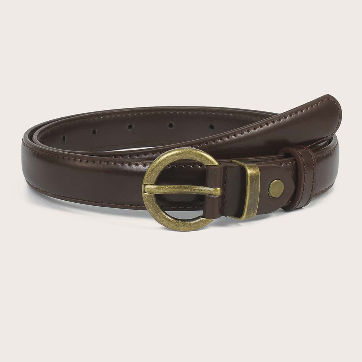 

1pc PU Leather Buckle Belt, Coffee brown