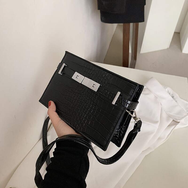 

Croc Embossed Crossbody Bag, Black