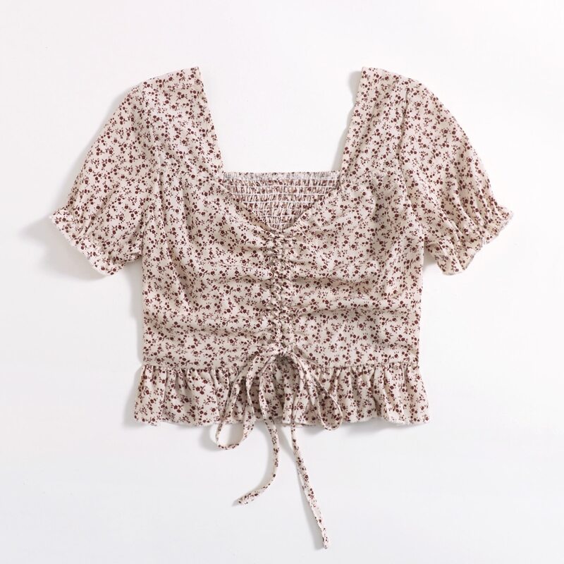 

Ditsy Flower Milkmaid Crop Top, Multicolor