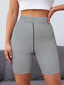 SHEIN Unity 滿版圖案拼接短褲 - 黑與白 - 查看 4