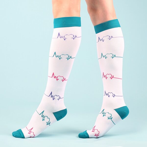 

Color Block Over The Calf Socks, Blue and white