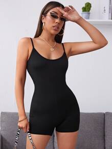 SHEIN EZwear رومبير يونيتارد ملائم الشكل بلون موحد