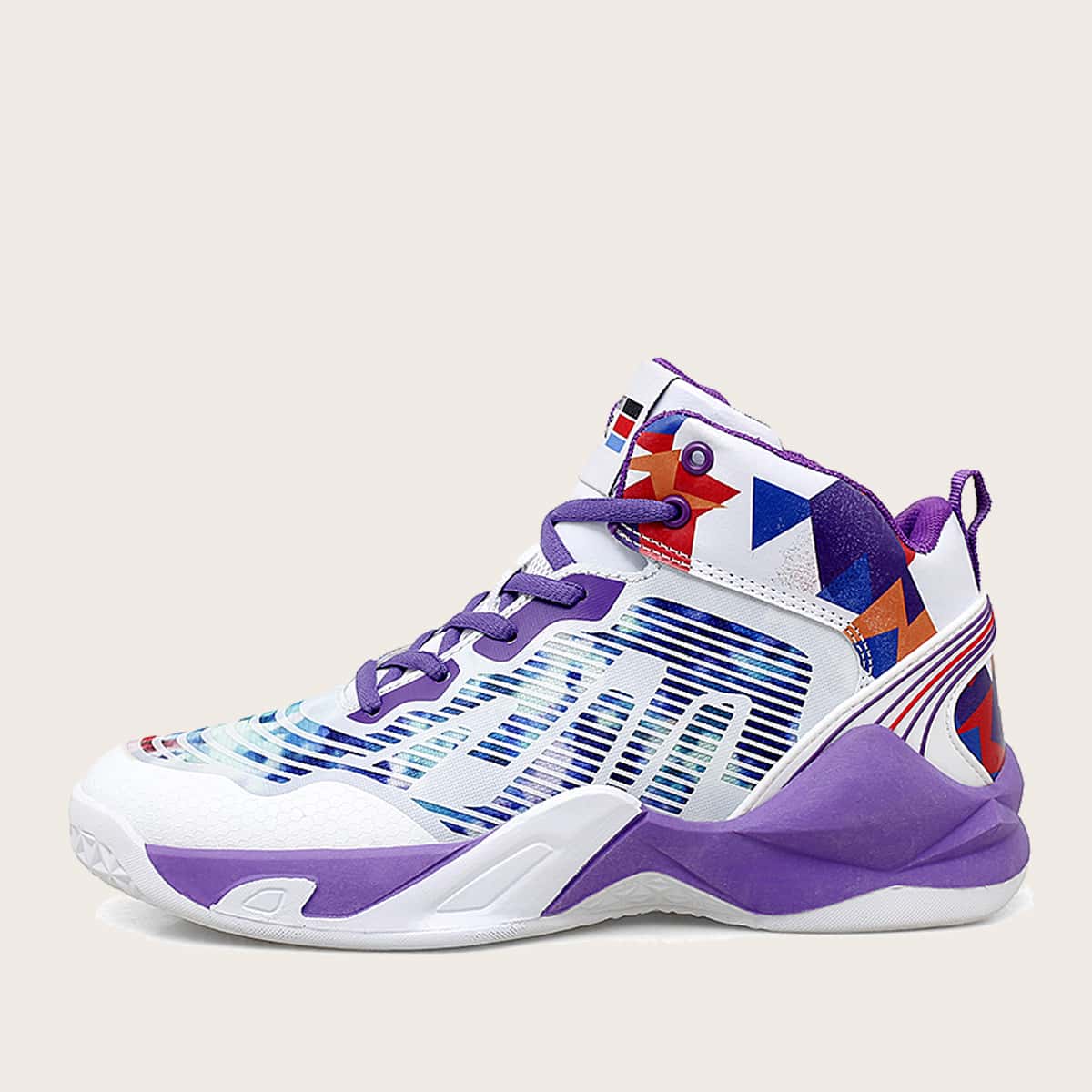 

Guys Graphic Lace-up Front High Top Sneakers, White