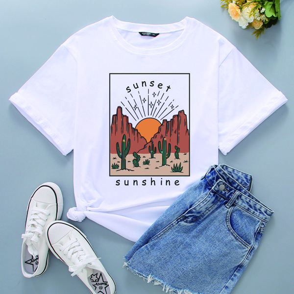 

Plus Sun & Letter Graphic Tee, White