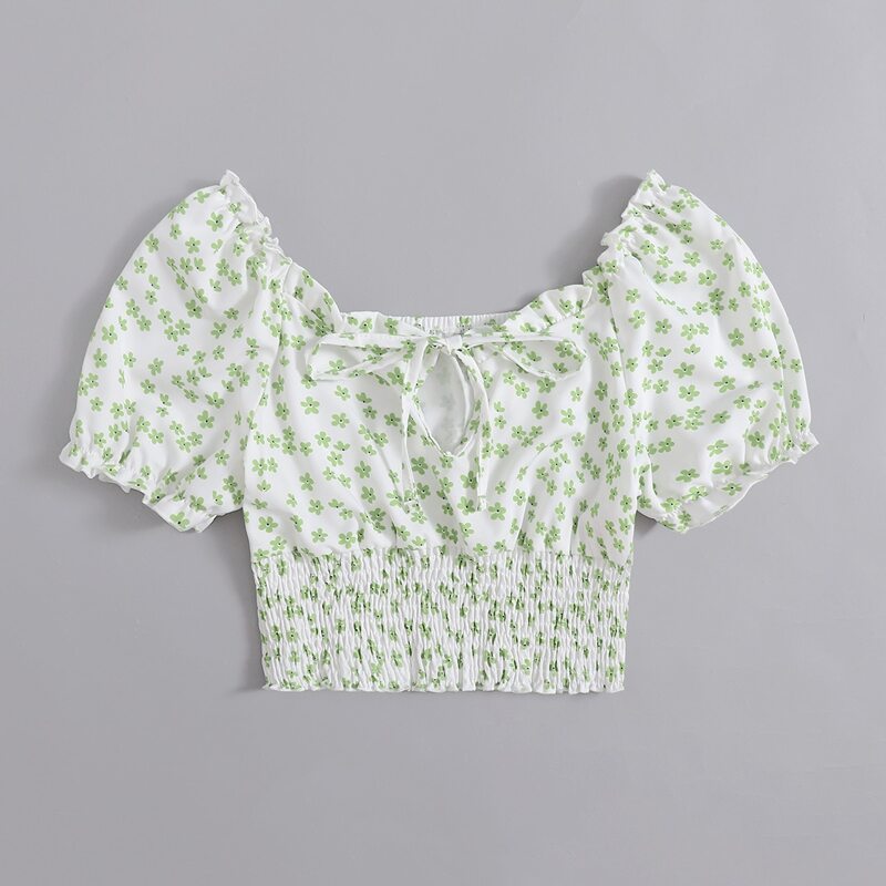 

Ditsy Floral Tie Front Shirred Top, Multicolor