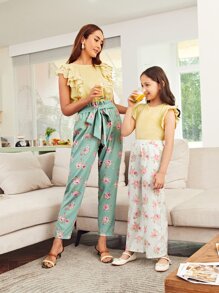 Mulvari 1 pieza top ribete fruncido schiffy - Amarillo - Ver 1