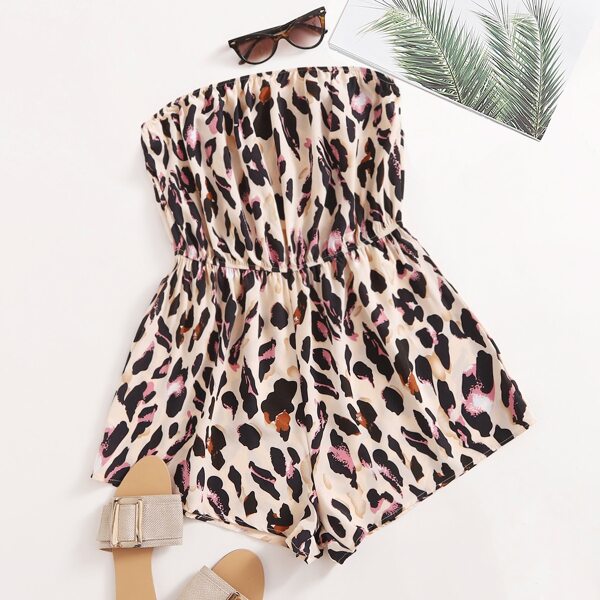 

Plus Allover Print Bandeau Romper, Multicolor