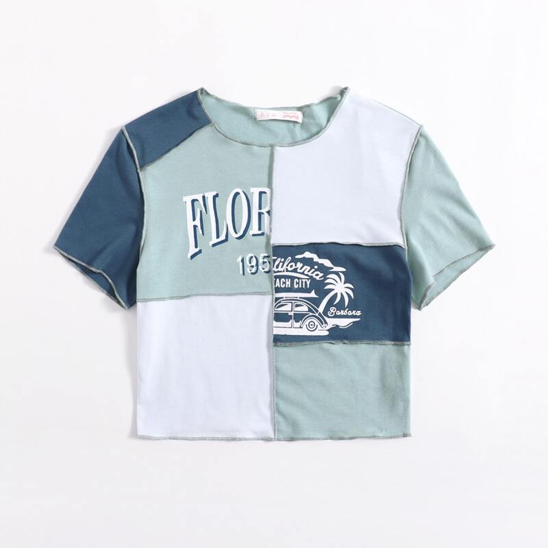 

Letter Car Graphic Colorblock Tee, Multicolor
