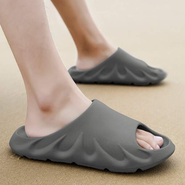 

Men Minimalist Open Toe Slippers, Grey
