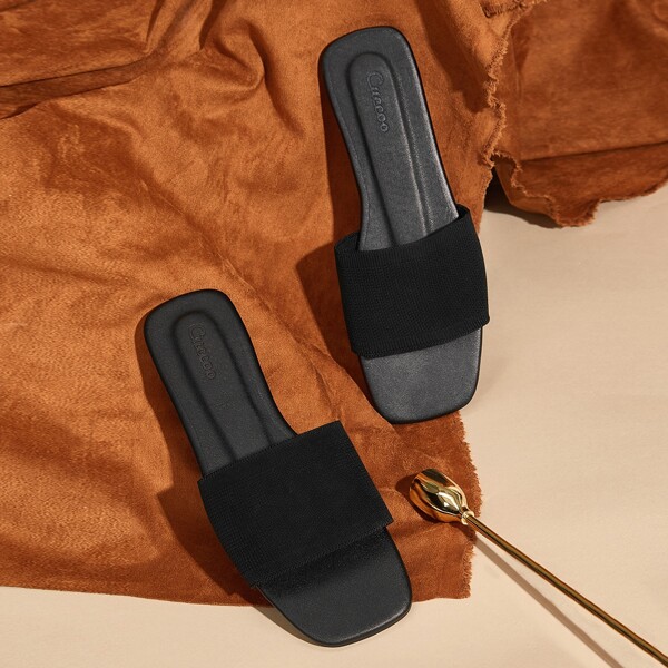 

0 Effort Square Toe Slides, Black