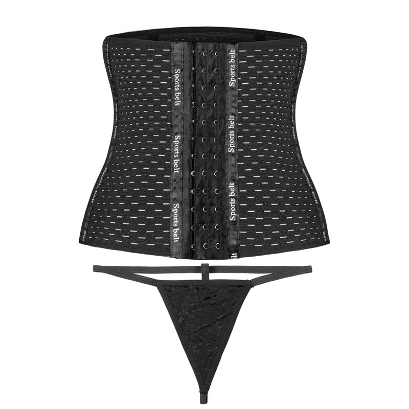 

Steel Boned Corset With Thong, Black