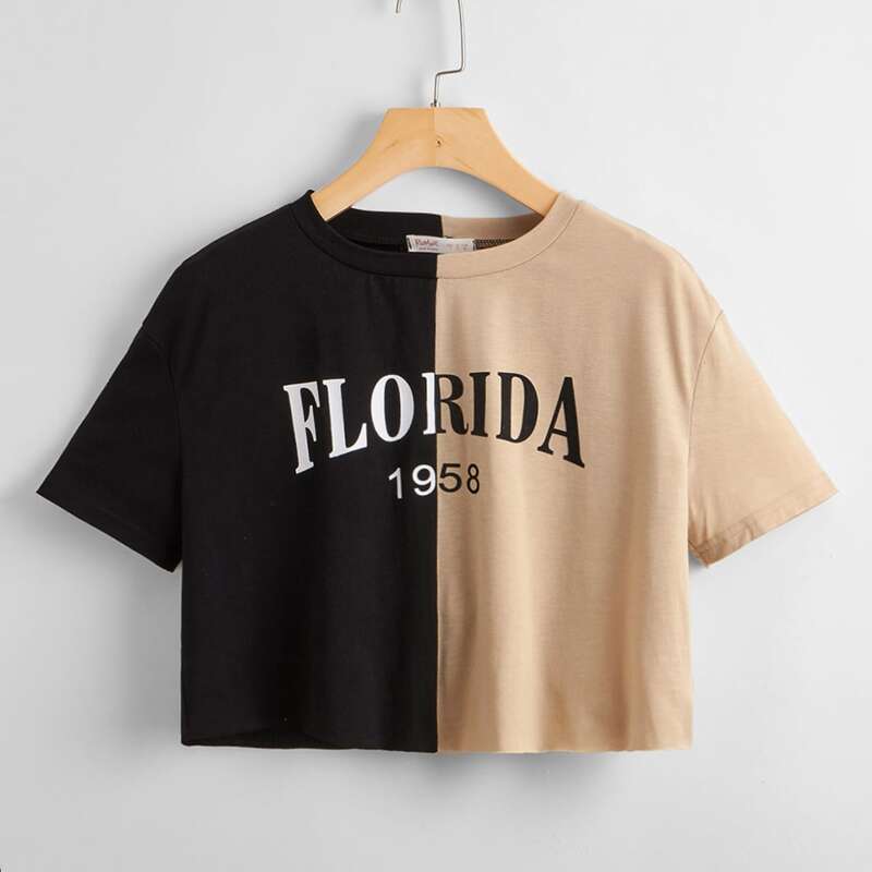 

Letter Two Tone Crop Tee, Multicolor