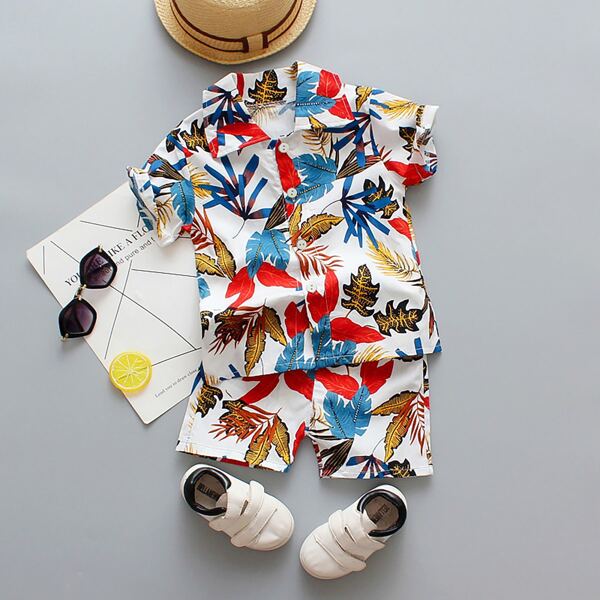 

Toddler Boys Tropical & Floral Print Button Up Shirt & Shorts, Multicolor