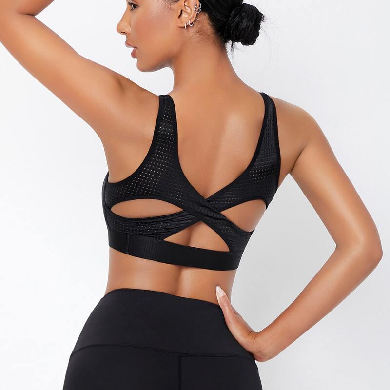 

Cut Out Back Solid Sports Bra, Black