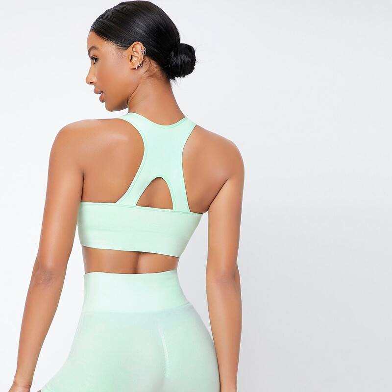 

Cut Out Back Sports Bra, Mint green