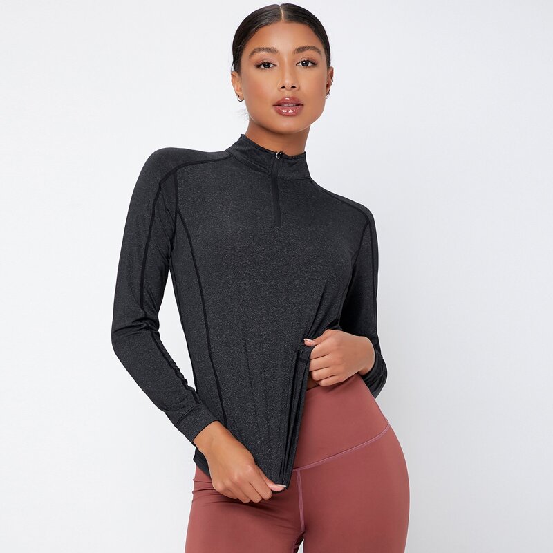 

Absorbs Sweat Breathable Quick-Drying Lightweight Quarter Zip Sports Sweatshirt, Black