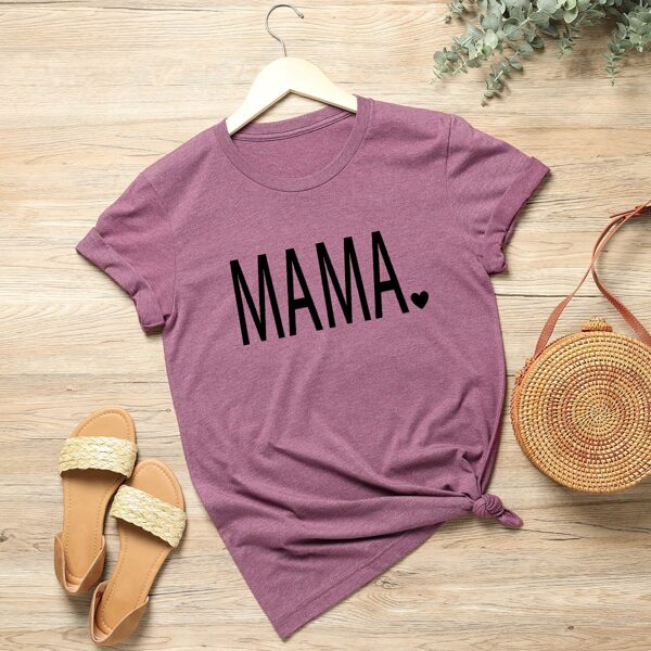 

Plus Letter And Heart Print Tee, Mauve purple