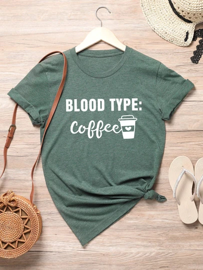 размера плюс Футболка текстовый и с принтом кофе - Для настоящих кофеманов