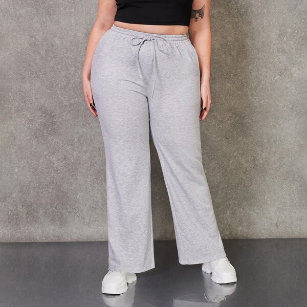 

Plus Drawstring Waist Joggers, Light grey