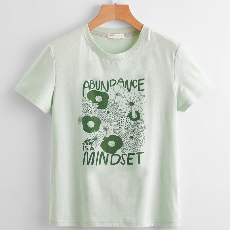 

Letter Floral Graphic Tee, Mint green
