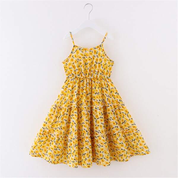 

Toddler Girls Ditsy Floral Frill Trim Cami Dress, Yellow