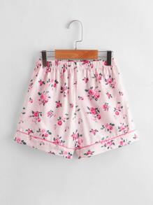 Girls Floral Print Satin PJ Set - Baby Pink - View 5