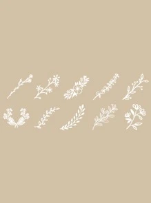 10入組鏤空植物貼紙