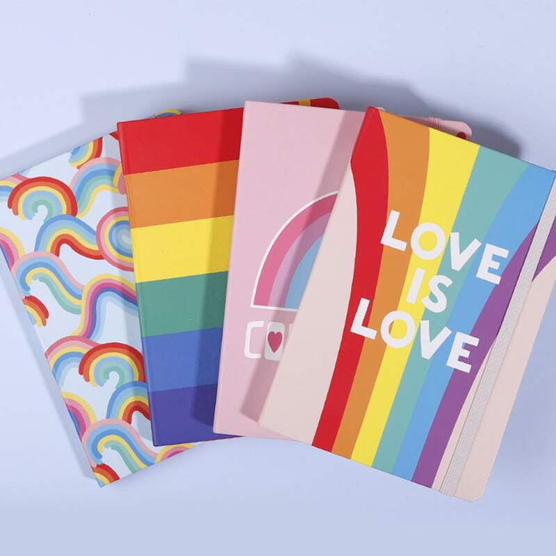 

1pc Rainbow Pattern Cover Random Notebook, Multicolor