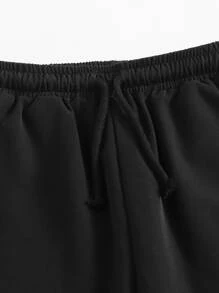 SHEIN Boys Solid Elastic Waist Trousers - Black - View 3
