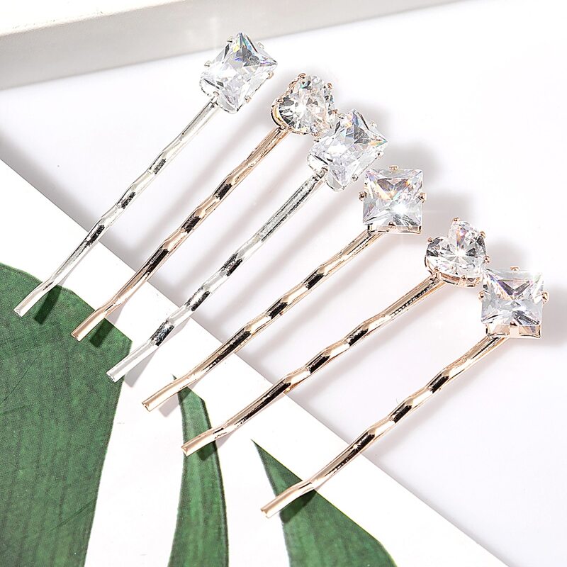 

6pcs Zircon Decor Hair Clip, Multicolor