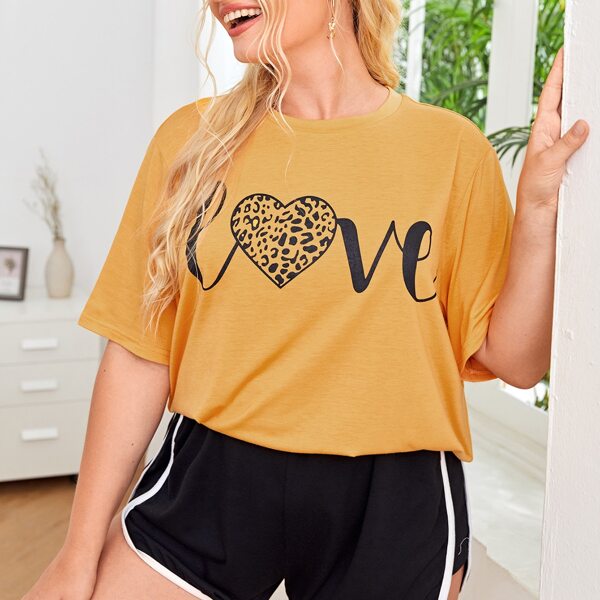 

Plus Heart & Letter Graphic Sleep Top, Yellow